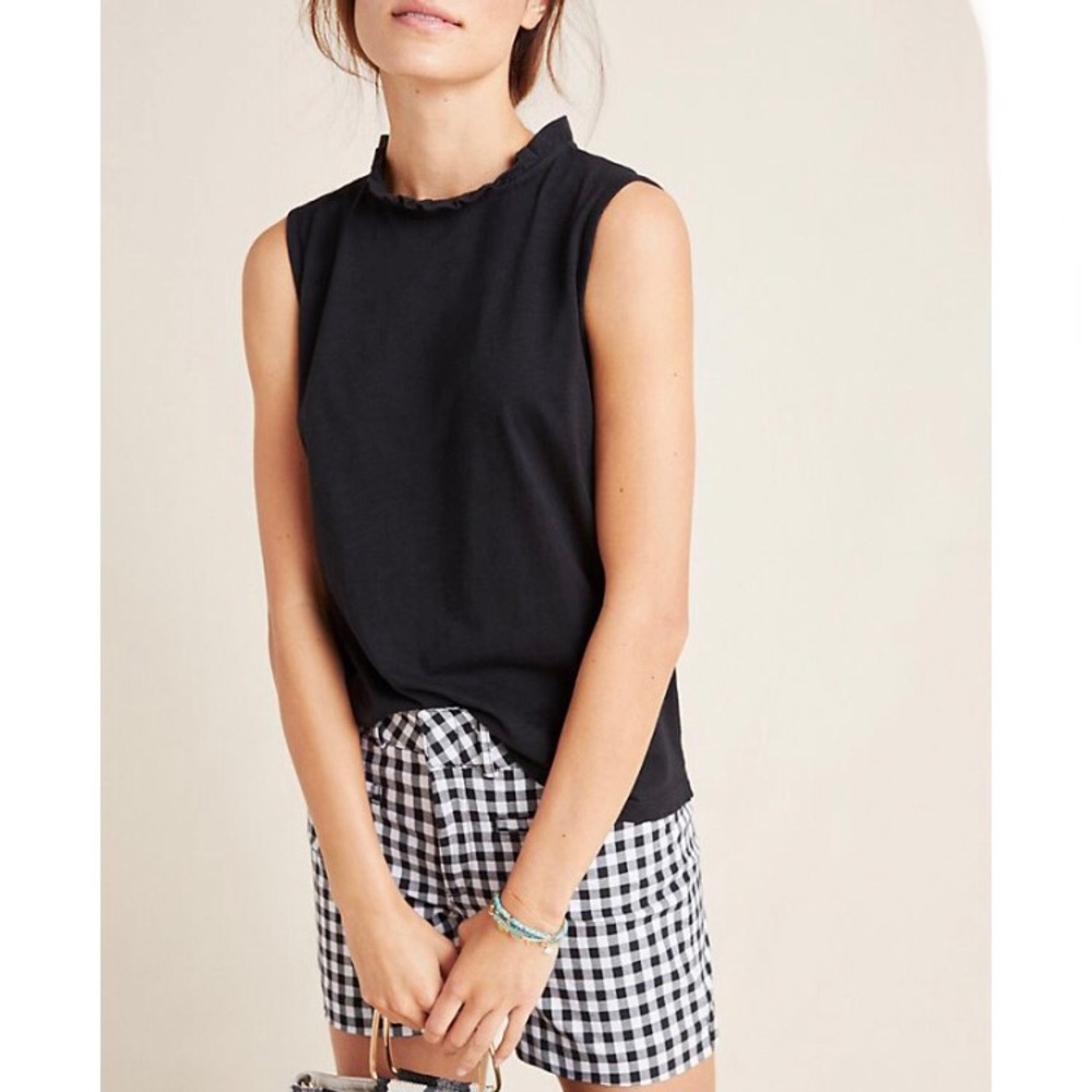 Anthropologie Black Ruffled Top size M - Picture 2 of 12